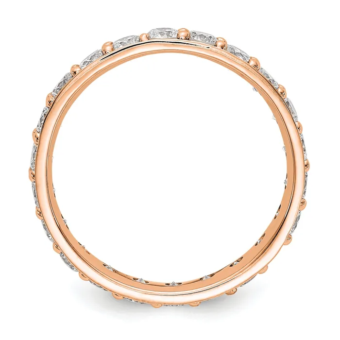 Goldia Rings Solid Real 14k Rose Gold Polished Vintage 2ct CZ Eternity Wedding Band Ring