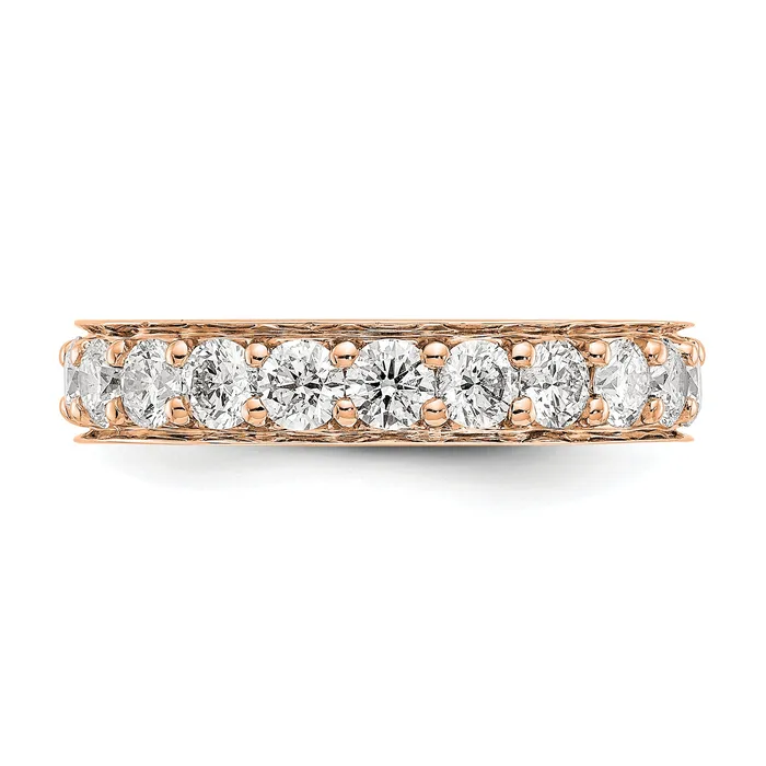 Goldia Rings Solid Real 14k Rose Gold Polished Vintage 2ct CZ Eternity Wedding Band Ring