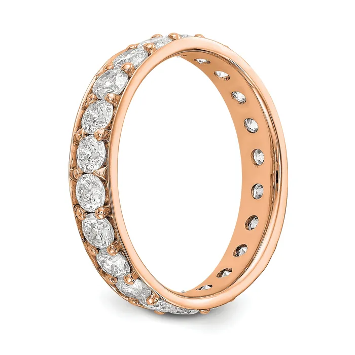 Goldia Rings Solid Real 14k Rose Gold Polished Vintage 2ct CZ Eternity Wedding Band Ring