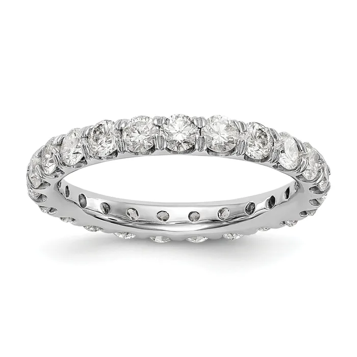Goldia Rings Solid Real 14k White Gold Polished U Shared Prong 2ct CZ Eternity Wedding Band Ring