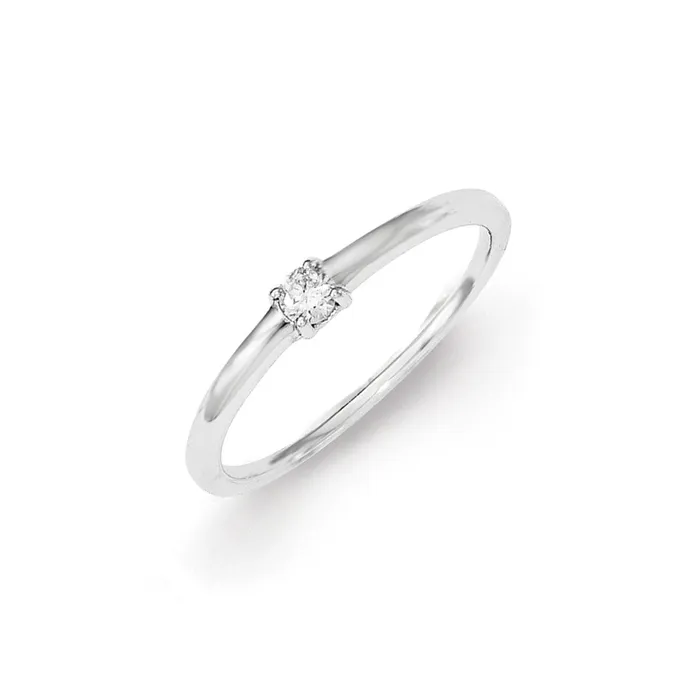Goldia Rings Sterling Silver Polished Diamond Ring