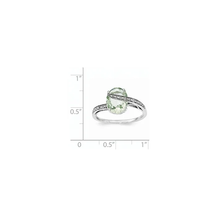 Goldia Rings Sterling Silver Polished Green Quartz w Diamond Accent Ring