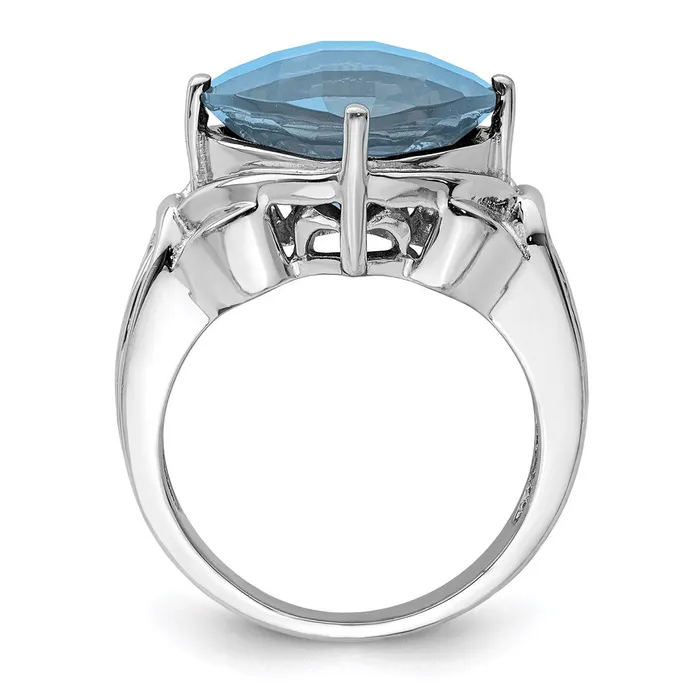 Goldia Rings Sterling Silver Rhodium CheckerCut Sky Blue Topaz Ring