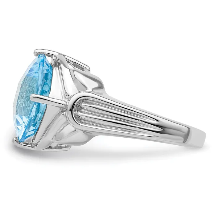Goldia Rings Sterling Silver Rhodium CheckerCut Sky Blue Topaz Ring