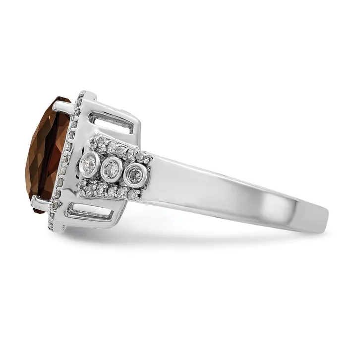 Goldia Rings Sterling Silver Rhodium Diamond u0026 CheckerCut Smoky Quartz Ring
