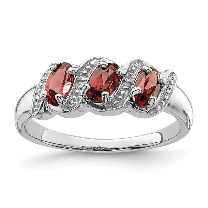 Goldia Rings Sterling Silver Rhodiumplated 3 Stone Garnet u0026 Diamond Ring Goldia Rings Sterling Silver Rhodiumplated 3 Stone Garnet u0026 Diamond Ring