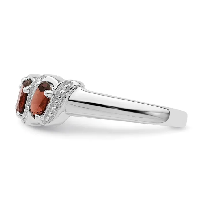 Goldia Rings Sterling Silver Rhodiumplated 3 Stone Garnet u0026 Diamond Ring