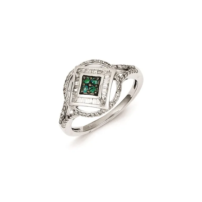 Goldia Rings Sterling Silver Rhodium Plated Blue u0026 White Diamond Ring