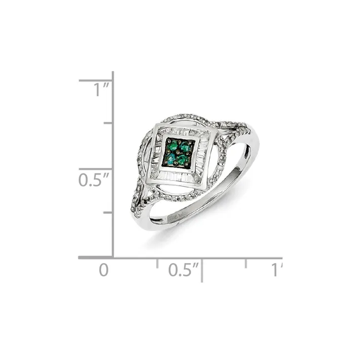 Goldia Rings Sterling Silver Rhodium Plated Blue u0026 White Diamond Ring