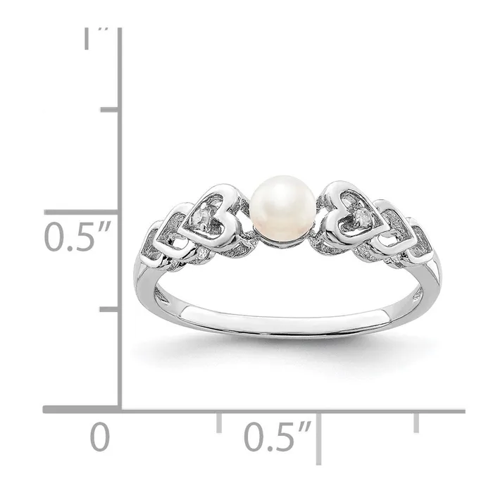 Goldia Rings Sterling Silver Rhodiumplated FW Cultured Pearl u0026 Diamond Ring