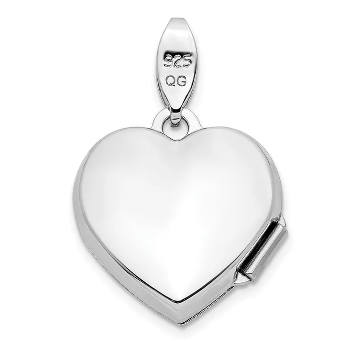 Goldia Rings Sterling Silver Rhodiumplated Polished Filigree Diamond Heart Locket