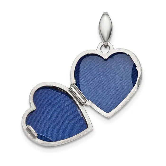 Goldia Rings Sterling Silver Rhodiumplated Polished Filigree Diamond Heart Locket