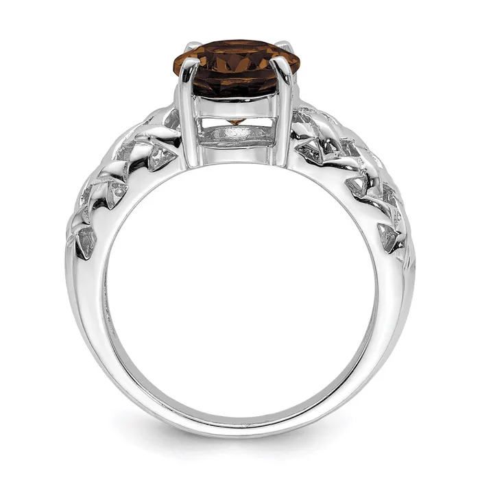 Goldia Rings Sterling Silver Rhodium Smoky Quartz Ring