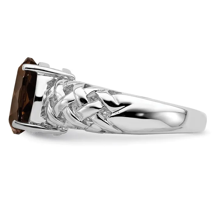 Goldia Rings Sterling Silver Rhodium Smoky Quartz Ring