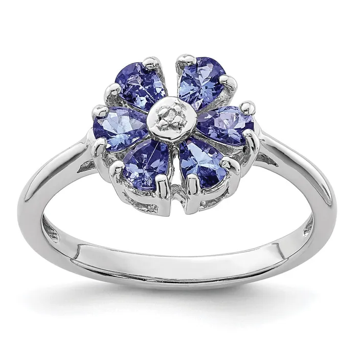 Goldia Rings Sterling Silver Rhodium Tanzanite u0026 Diamond Ring