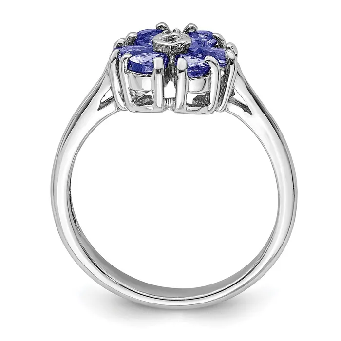 Goldia Rings Sterling Silver Rhodium Tanzanite u0026 Diamond Ring