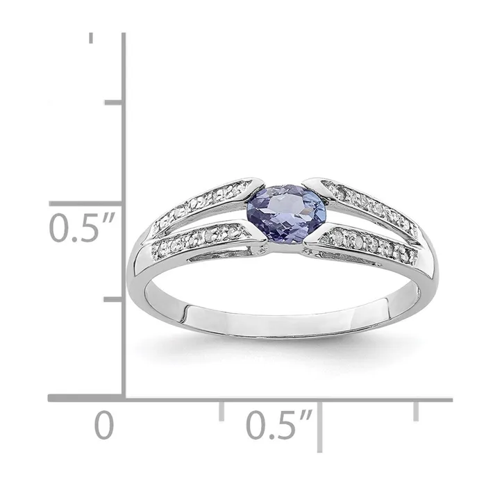 Goldia Rings Sterling Silver Rhodium Tanzanite u0026 Diamond Ring