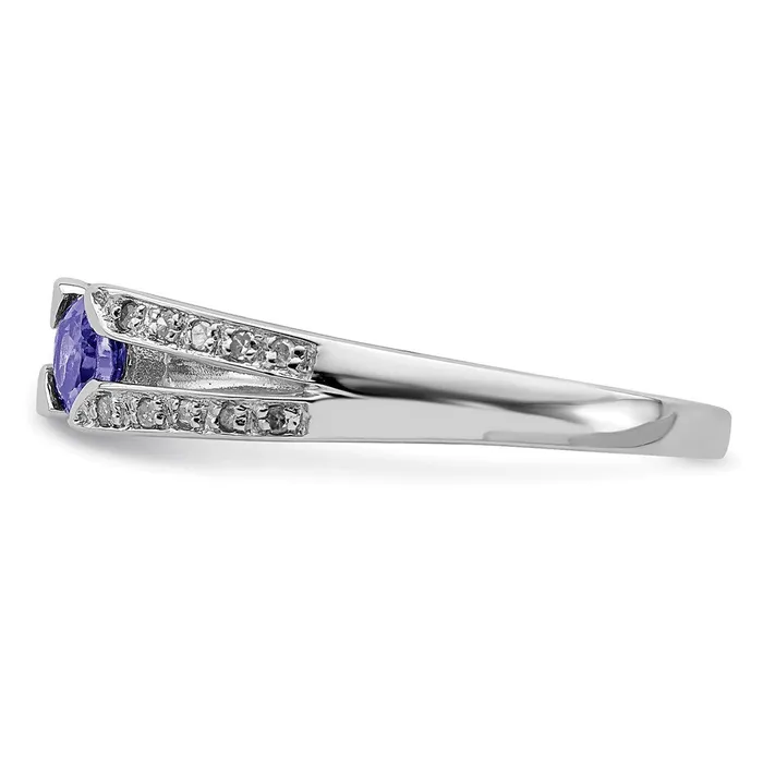 Goldia Rings Sterling Silver Rhodium Tanzanite u0026 Diamond Ring