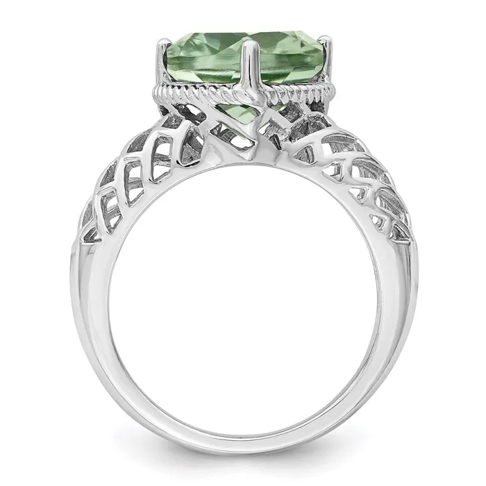 Goldia Rings Sterling Silver Rhodium w Flash Goldplate Green Quartz Ring