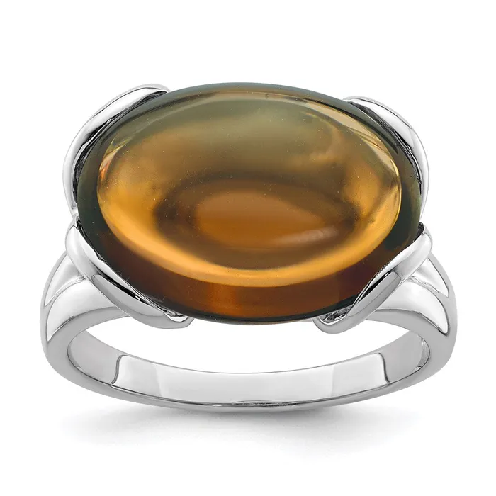 Goldia Rings Sterling Silver Rhodium Whiskey Quartz Ring
