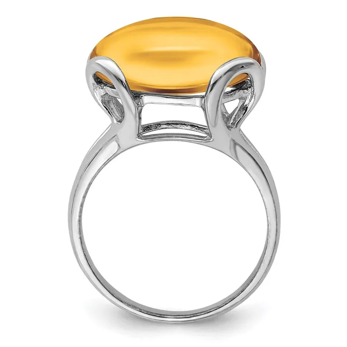 Goldia Rings Sterling Silver Rhodium Whiskey Quartz Ring