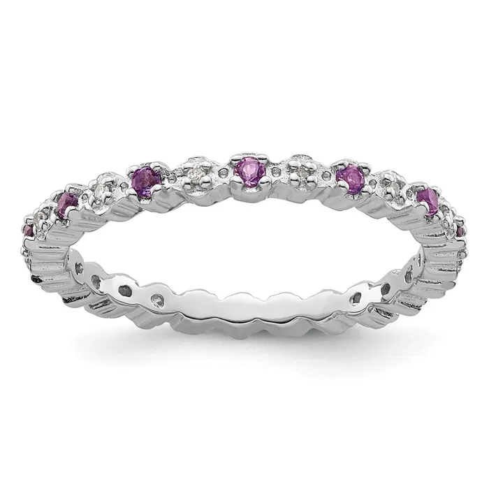 Goldia Rings Sterling Silver Stackable Expressions Amethyst u0026 Diamond Ring Goldia Rings Sterling Silver Stackable Expressions Amethyst u0026 Diamond Ring