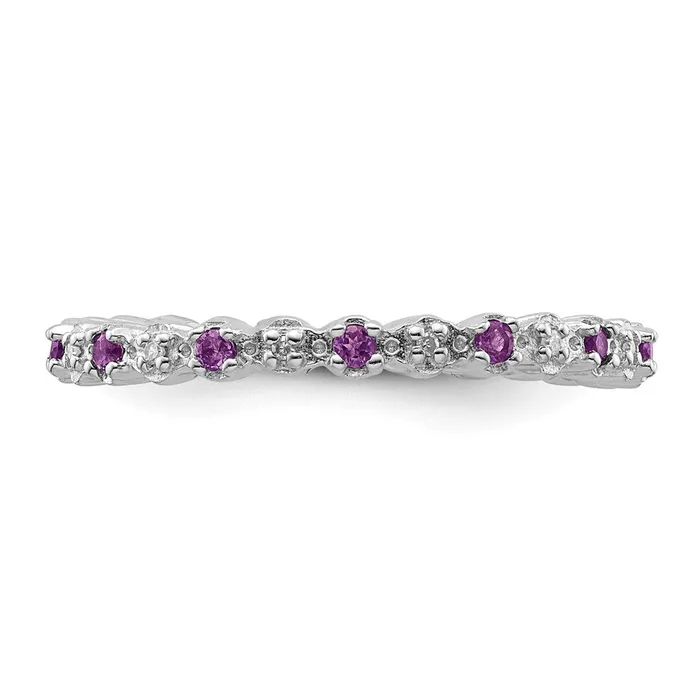 Goldia Rings Sterling Silver Stackable Expressions Amethyst u0026 Diamond Ring