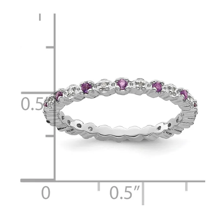Goldia Rings Sterling Silver Stackable Expressions Amethyst u0026 Diamond Ring