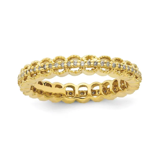 Goldia Rings Sterling Silver Stackable Expressions Goldplated Carved wDiamond Ring Goldia Rings Sterling Silver Stackable Expressions Goldplated Carved wDiamond Ring