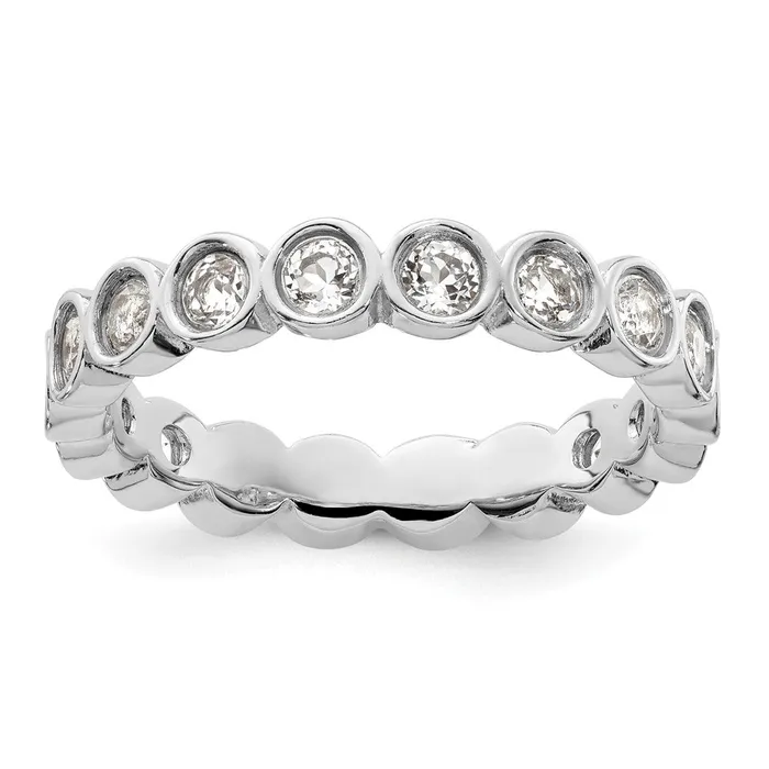 Goldia Rings Sterling Silver Stackable Expressions White Topaz Ring
