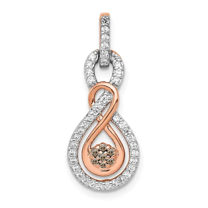 Goldia Solid 14k Rose Gold Champagne and White Simulated CZ Double Infinity Chain Slide Rings Goldia Solid 14k Rose Gold Champagne and White Simulated CZ Double Infinity Chain Slide Rings