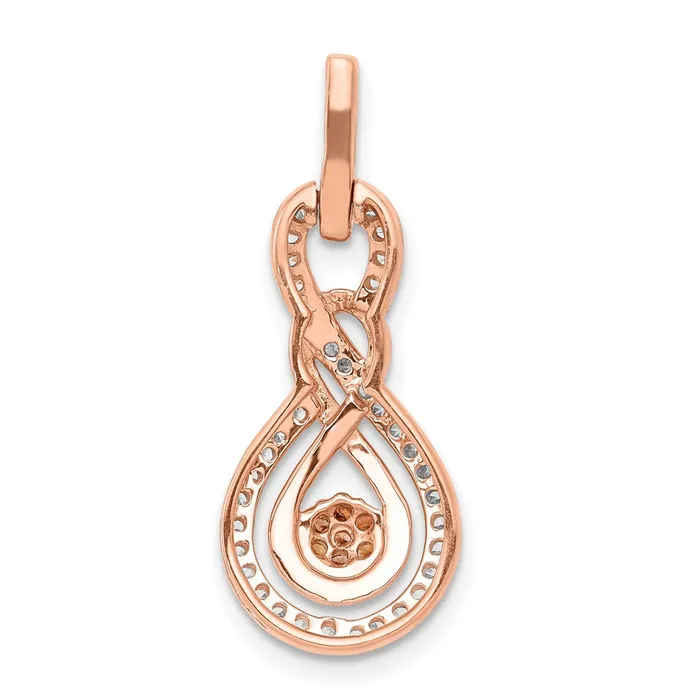 Goldia Solid 14k Rose Gold Champagne and White Simulated CZ Double Infinity Chain Slide Rings Goldia Solid 14k Rose Gold Champagne and White Simulated CZ Double Infinity Chain Slide Rings