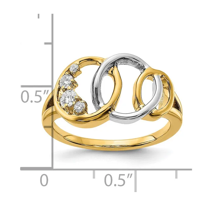Goldia Solid 14k Twotone Polished Simulated CZ Triple Circle Ring Rings