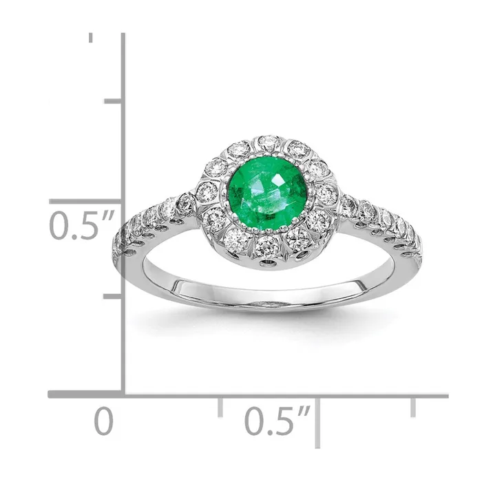 Goldia Solid 14k White Gold 5mm Simulated Emerald A CZ Ring Rings