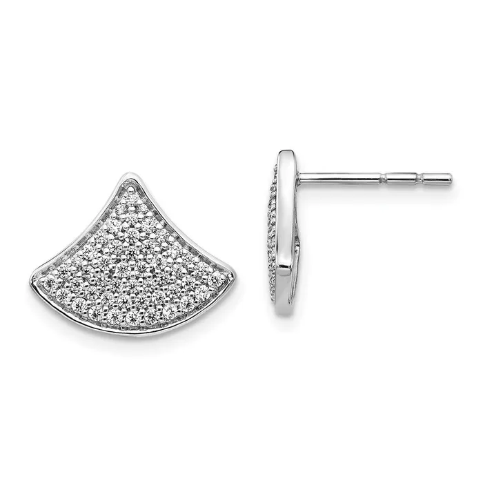 Goldia Solid 14k White Gold Simulated CZ Fancy Post Earrings Earrings