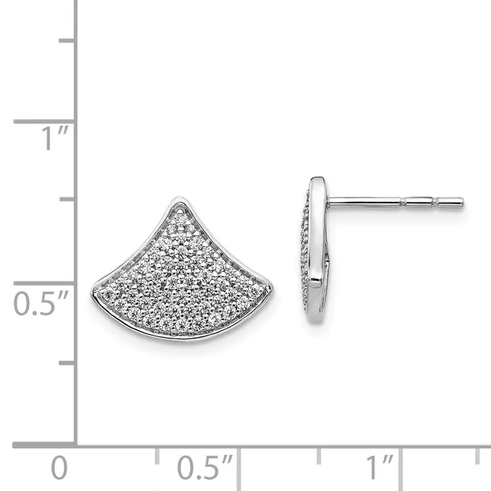 Goldia Solid 14k White Gold Simulated CZ Fancy Post Earrings Earrings