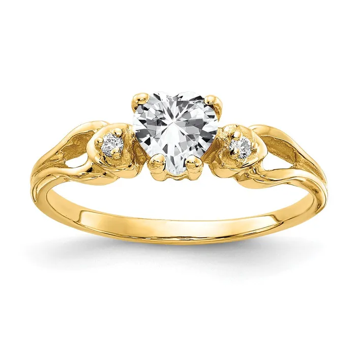 Goldia Solid 14k Yellow Gold 5mm Heart Cubic Zirconia A Simulated CZ Ring Rings Goldia Solid 14k Yellow Gold 5mm Heart Cubic Zirconia A Simulated CZ Ring Rings