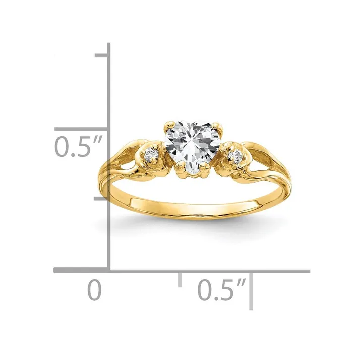 Goldia Solid 14k Yellow Gold 5mm Heart Cubic Zirconia A Simulated CZ Ring Rings