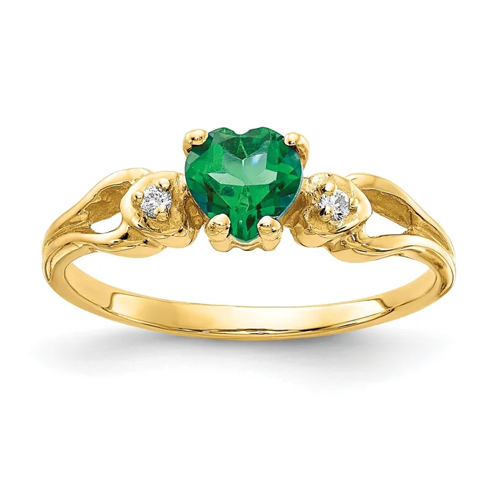 Goldia Solid 14k Yellow Gold 5mm Heart Simulated Emerald AA CZ Ring Rings Goldia Solid 14k Yellow Gold 5mm Heart Simulated Emerald AA CZ Ring Rings