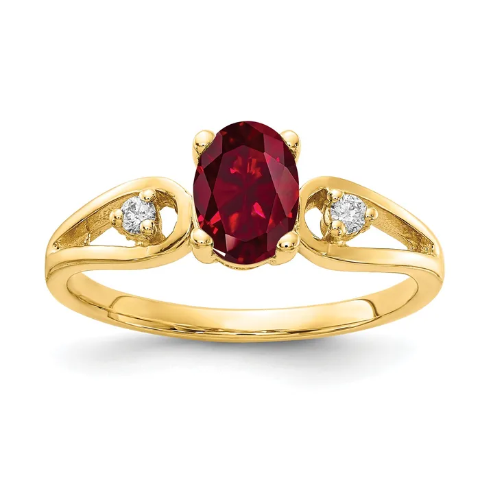 Goldia Solid 14k Yellow Gold 7x5mm Oval Created Simulated Ruby VS CZ Ring Rings Goldia Solid 14k Yellow Gold 7x5mm Oval Created Simulated Ruby VS CZ Ring Rings