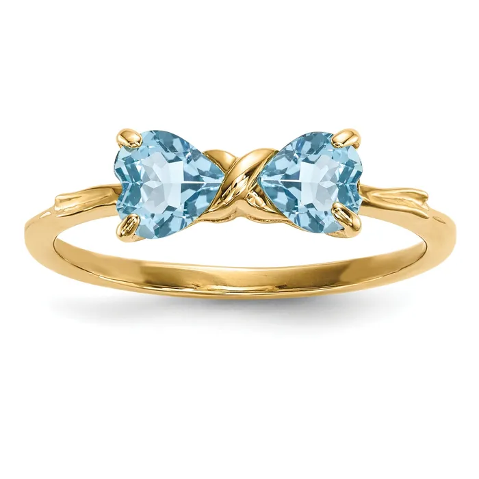 Goldia Solid 14k Yellow Gold Polished Light Simulated Swiss Blue Topaz Bow Ring Rings Goldia Solid 14k Yellow Gold Polished Light Simulated Swiss Blue Topaz Bow Ring Rings