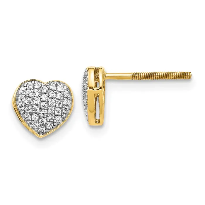 Goldia Solid 14k Yellow Gold Simulated CZ Heart Screw BacK Post Earrings Earrings Goldia Solid 14k Yellow Gold Simulated CZ Heart Screw BacK Post Earrings Earrings