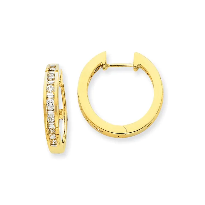 Goldia Solid 14k Yellow Gold Simulated CZ Hoop Earrings Earrings