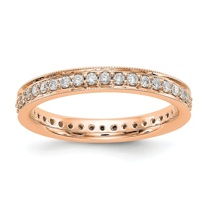 Goldia Solid Real 14k Rose Gold Polished Round 12 CT Vintage CZ Eternity Wedding Band Ring Rings Goldia Solid Real 14k Rose Gold Polished Round 12 CT Vintage CZ Eternity Wedding Band Ring Rings