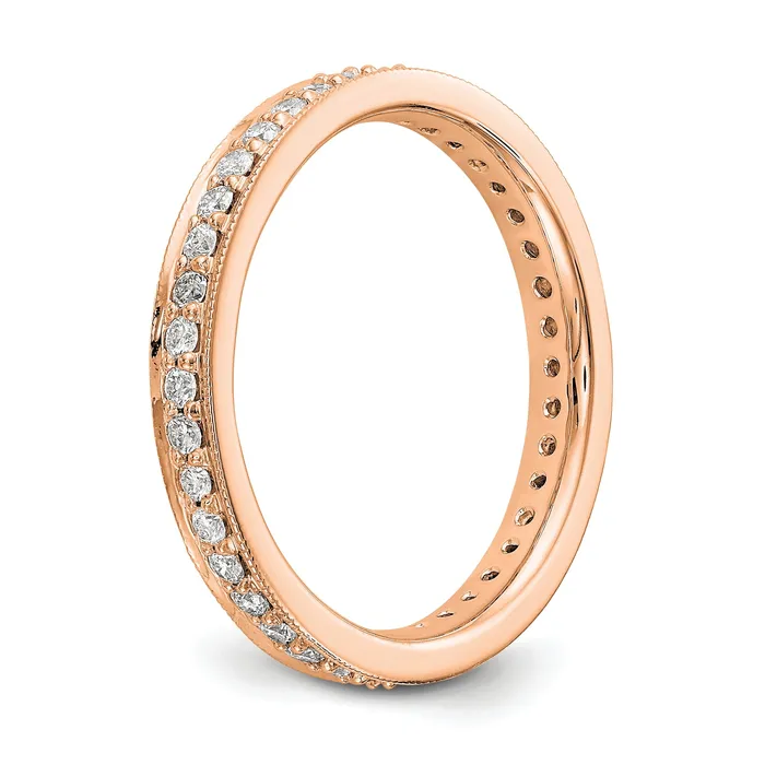 Goldia Solid Real 14k Rose Gold Polished Round 12 CT Vintage CZ Eternity Wedding Band Ring Rings