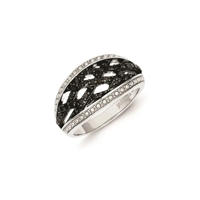 Goldia Sterling Silver Black u0026 White Diamond Ring Rings
