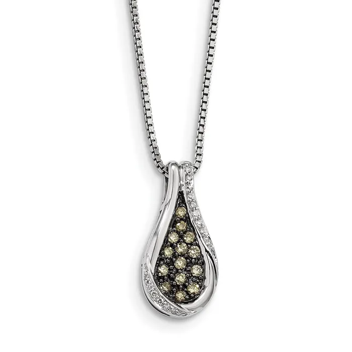 Goldia Sterling Silver Champagne Diamond Teardrop Pendant Necklaces
