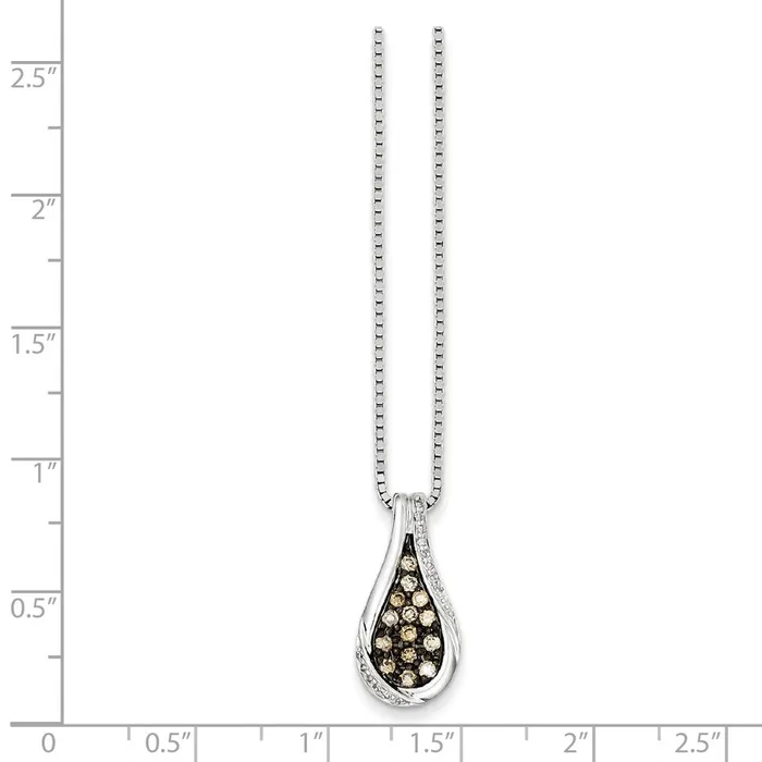 Goldia Sterling Silver Champagne Diamond Teardrop Pendant Necklaces