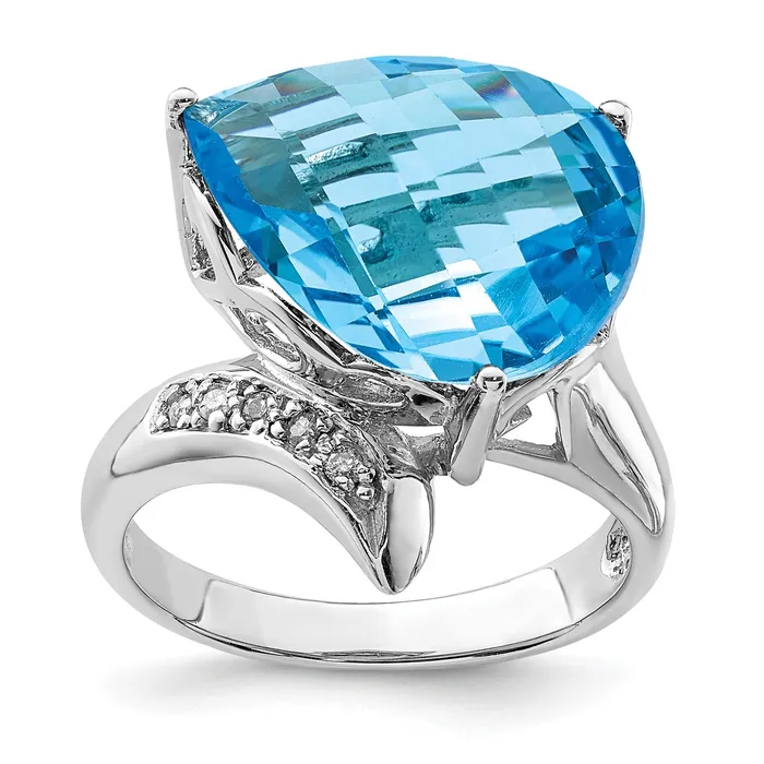 Goldia Sterling Silver Rhodium Blue Topaz u0026 Natural Diamond Gemstone Birthstone Ring Fine Jewelry Gift for Her Rings Goldia Sterling Silver Rhodium Blue Topaz u0026 Natural Diamond Gemstone Birthstone Ring Fine Jewelry Gift for Her Rings