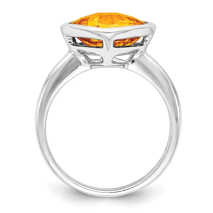 Goldia Sterling Silver Rhodium Citrine Ring Rings